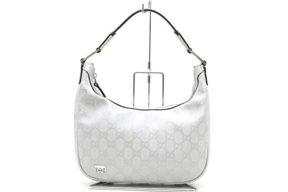 Gucci handbag canvas calfskin silver